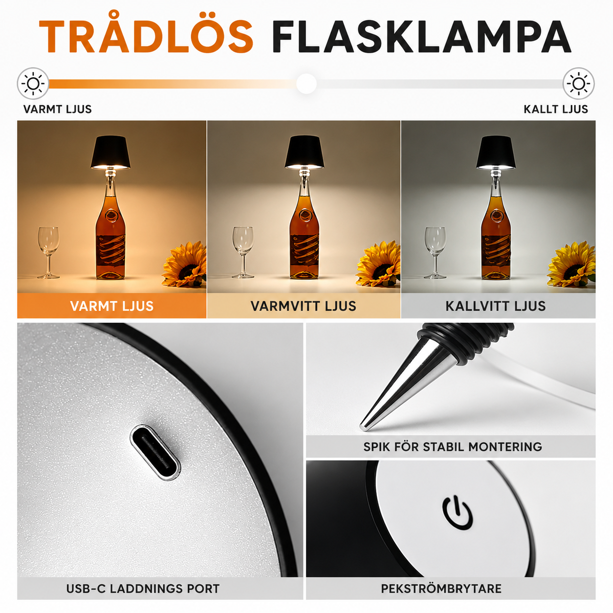 Norvio | FlaskGlow™ – Trådlös Flasklykta