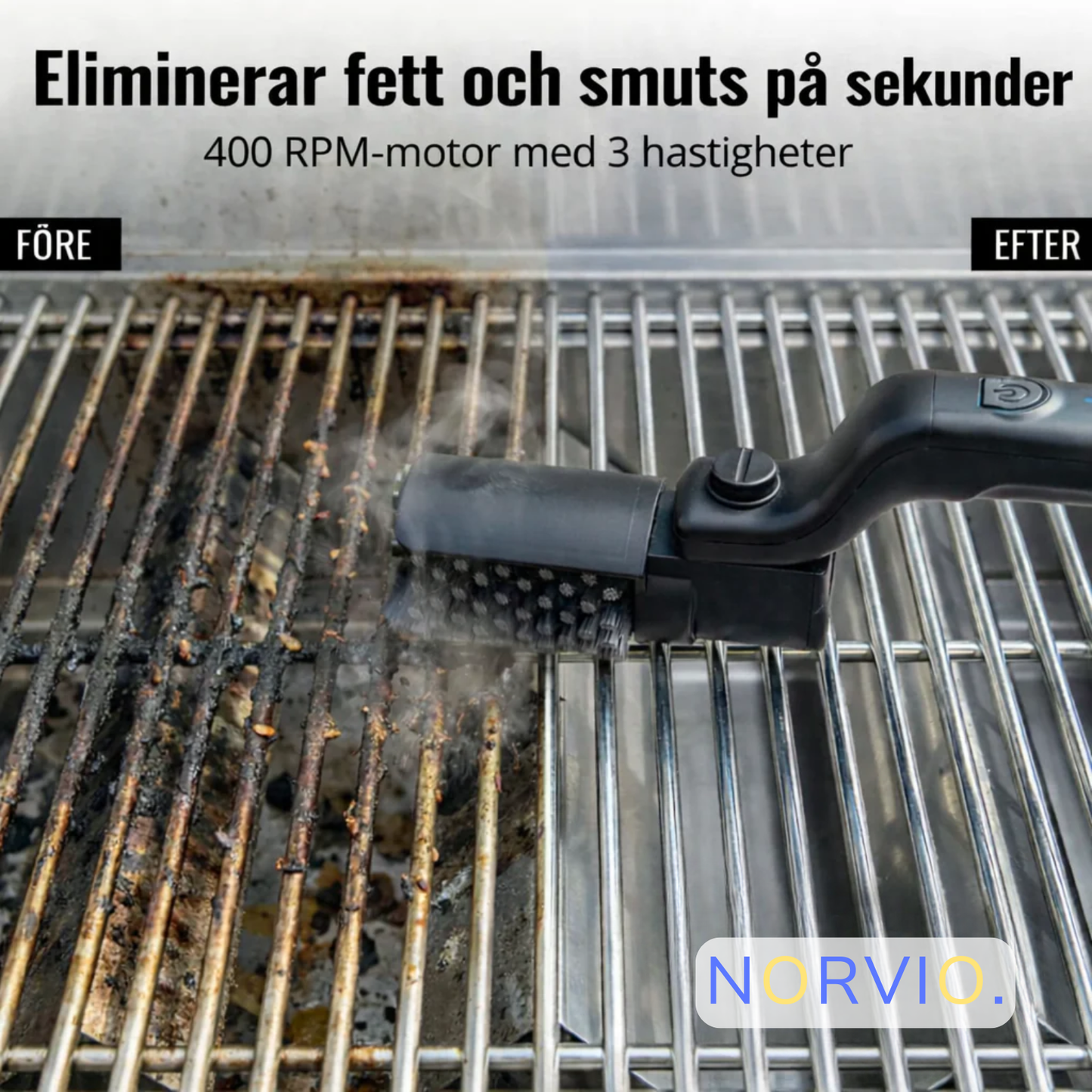 Norvio | GrillBorste Pro™ | Elektrisk Grillrengörare med Kraftfull Motor