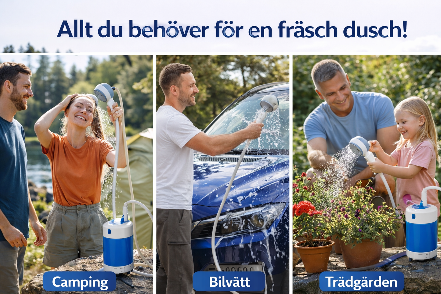 Norvio | Bärbar Vattendusch: Komplett Kit med Slang & Munstycken