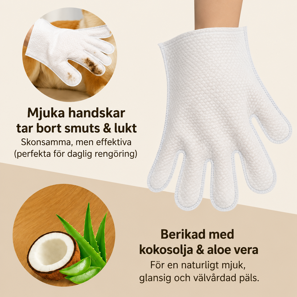 PetGlove – Rengörande Handskdukar med Kokosolja