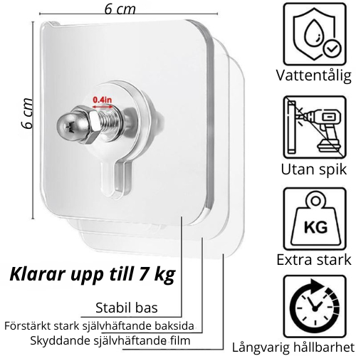 Norvio | FästFritt™ - Självhäftande Väggkrokar Stark hållfasthet. Noll hål i väggen