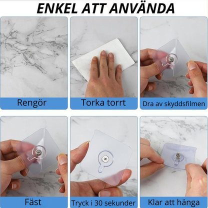 Norvio | FästFritt™ - Självhäftande Väggkrokar Stark hållfasthet. Noll hål i väggen