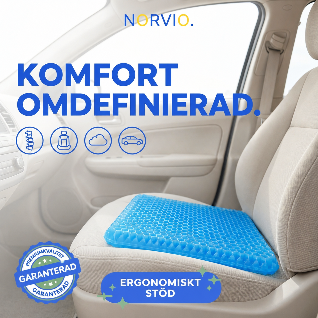Norvio | SittSmart™ Komfortkudde – Sitt bekvämt i timmar utan smärta