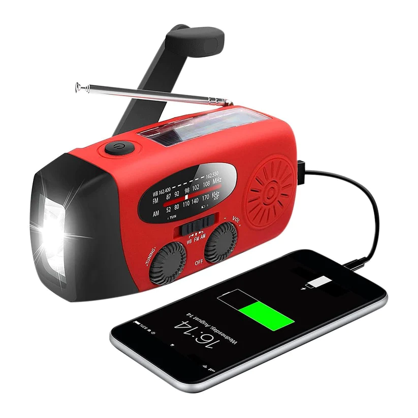Norvio Nödradio™ | 2000 mAh inbyggd Powerbank, Ficklampa och Solceller