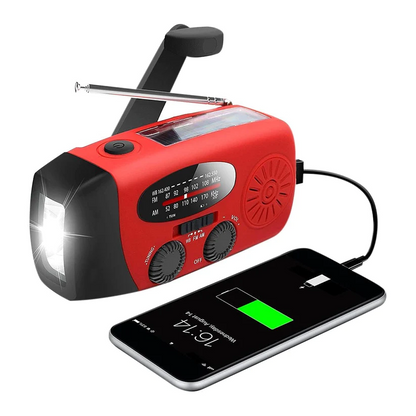 Norvio Nödradio™ | 2000 mAh inbyggd Powerbank, Ficklampa och Solceller