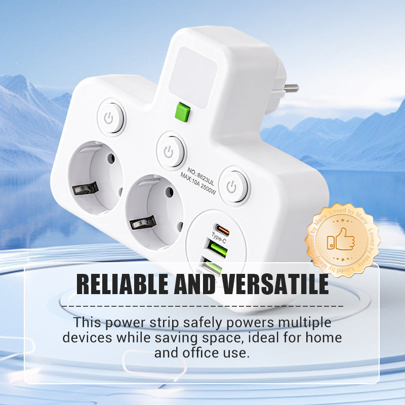 Smart Grenuttag med USB – Överbelastningsskydd, USB-C Laddning & Barnsäker Skydd